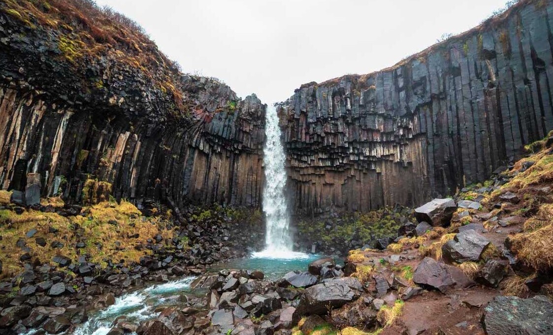 Skaftafell Park | The stunning Waterfall Svartifoss - 8 | Secret World Trip Planner