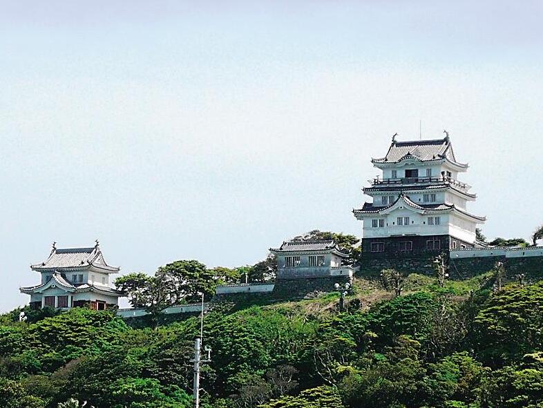 Hirado Castle stands on a hill guarding Hirado Port — Hirado