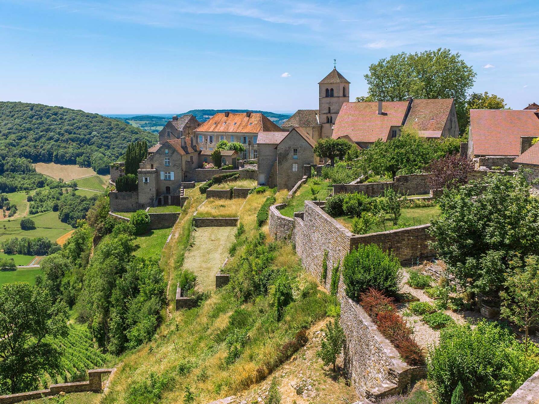 Château-Chalon and vineyards in the Seille Valley — Château-Chalon